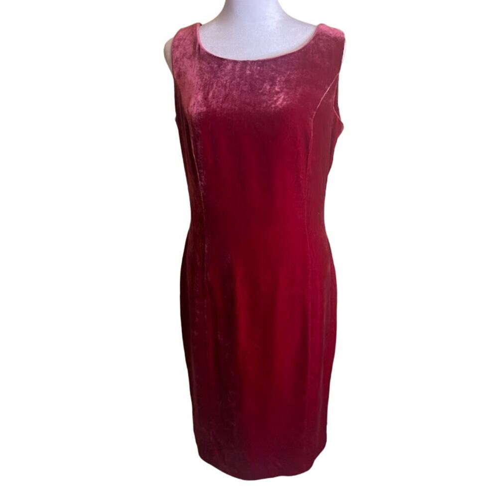 Spiegel Vintage Burgundy Silk Blend Velvet Sheath Dress Size 10